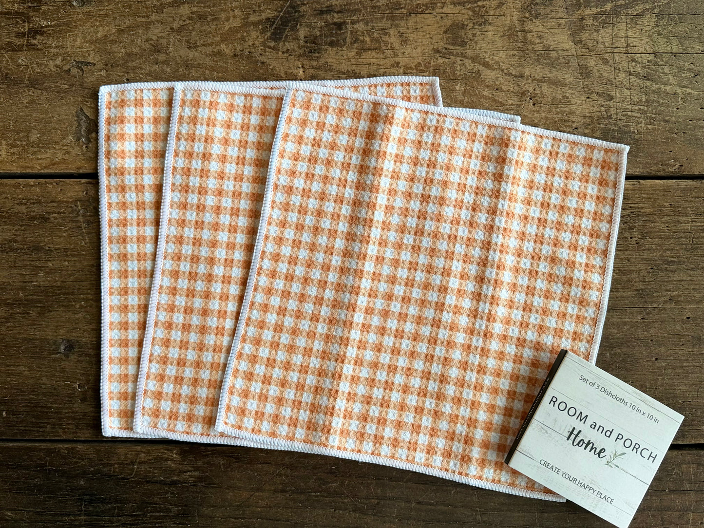 Pumpkin Pie Gingham - 2 Sided - Set of 3 Dishcloths