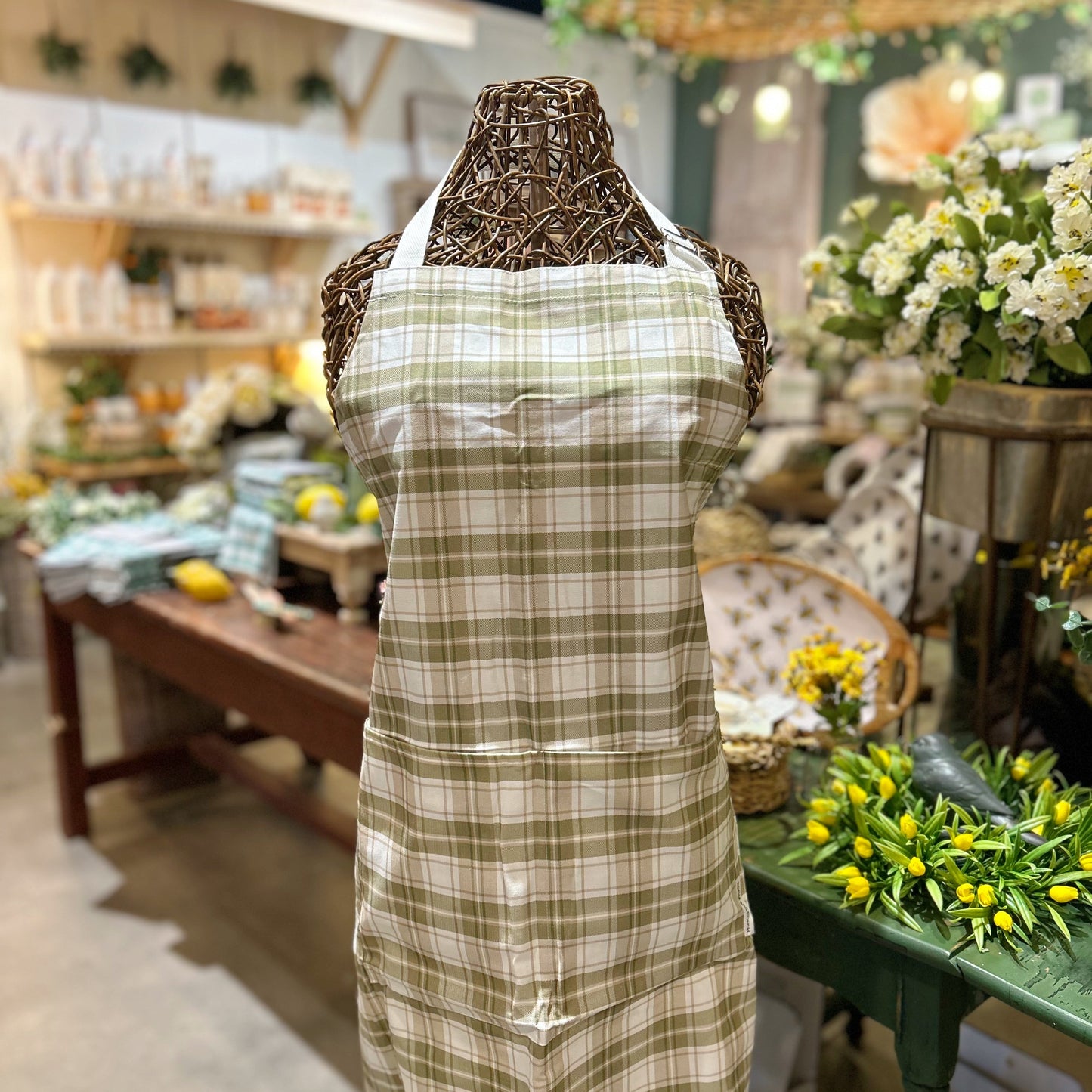 Green Plaid Apron - Room and Porch 