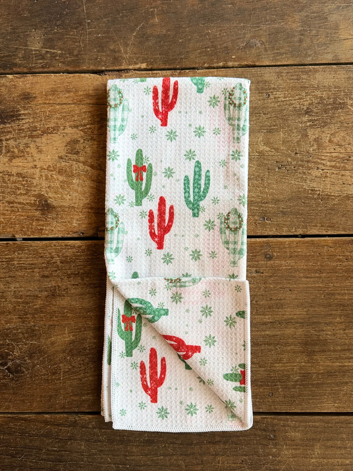 Festive Cactus - Double Sided - Hand Towel