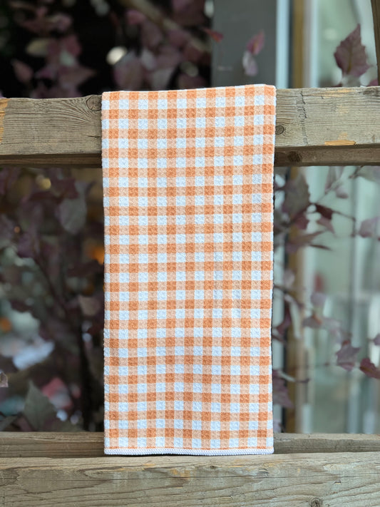 Pumpkin Pie Gingham - Double Sided - Hand Towel