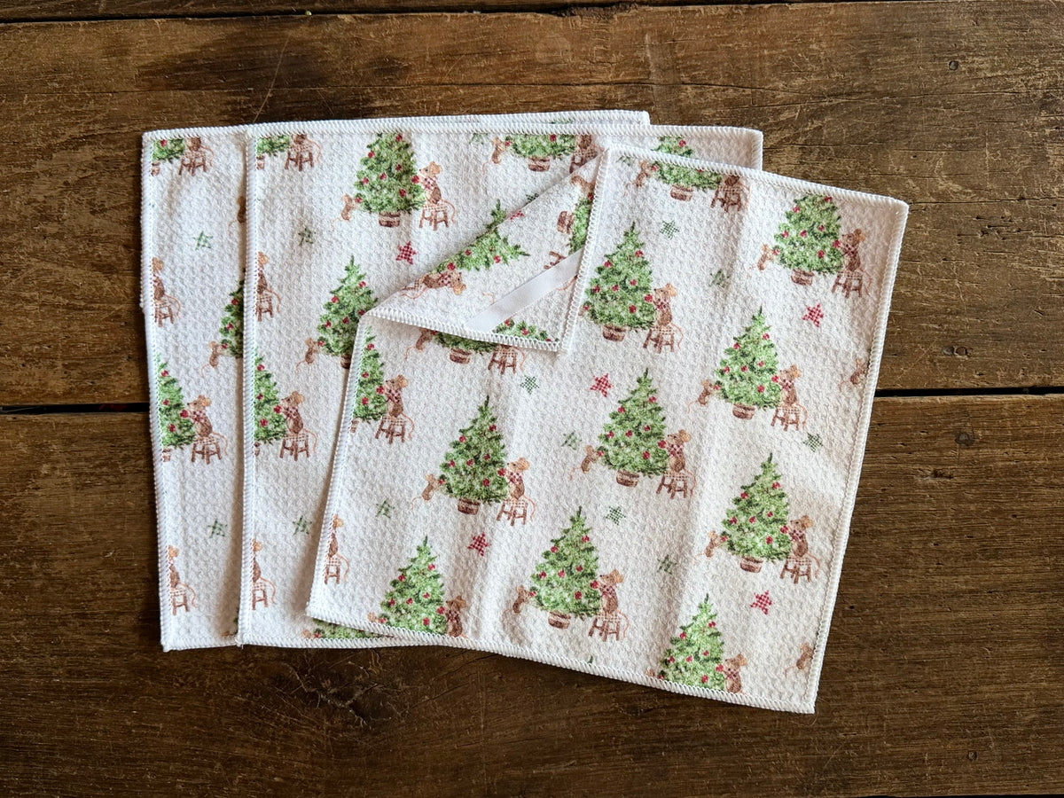 Twas' The Mouse Before Christmas - 2 Sided - Set of 3 Dishcloths