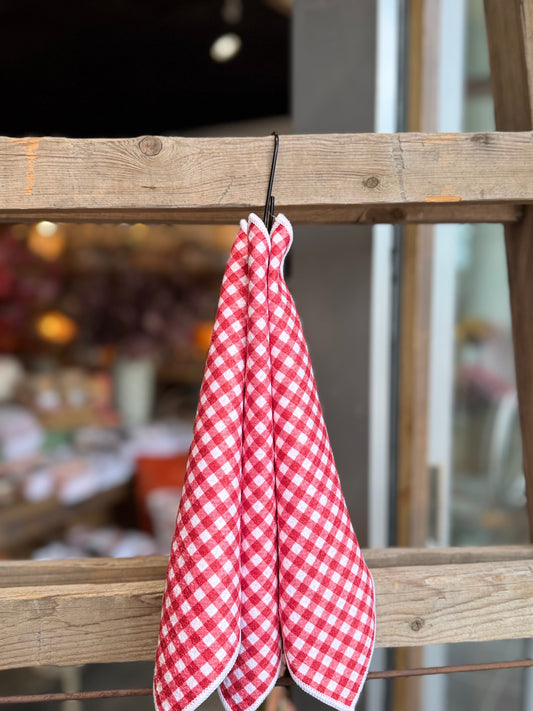 Christmas Red Gingham - 2 sided - Set of 3 Dishcloths - Room and Porch 