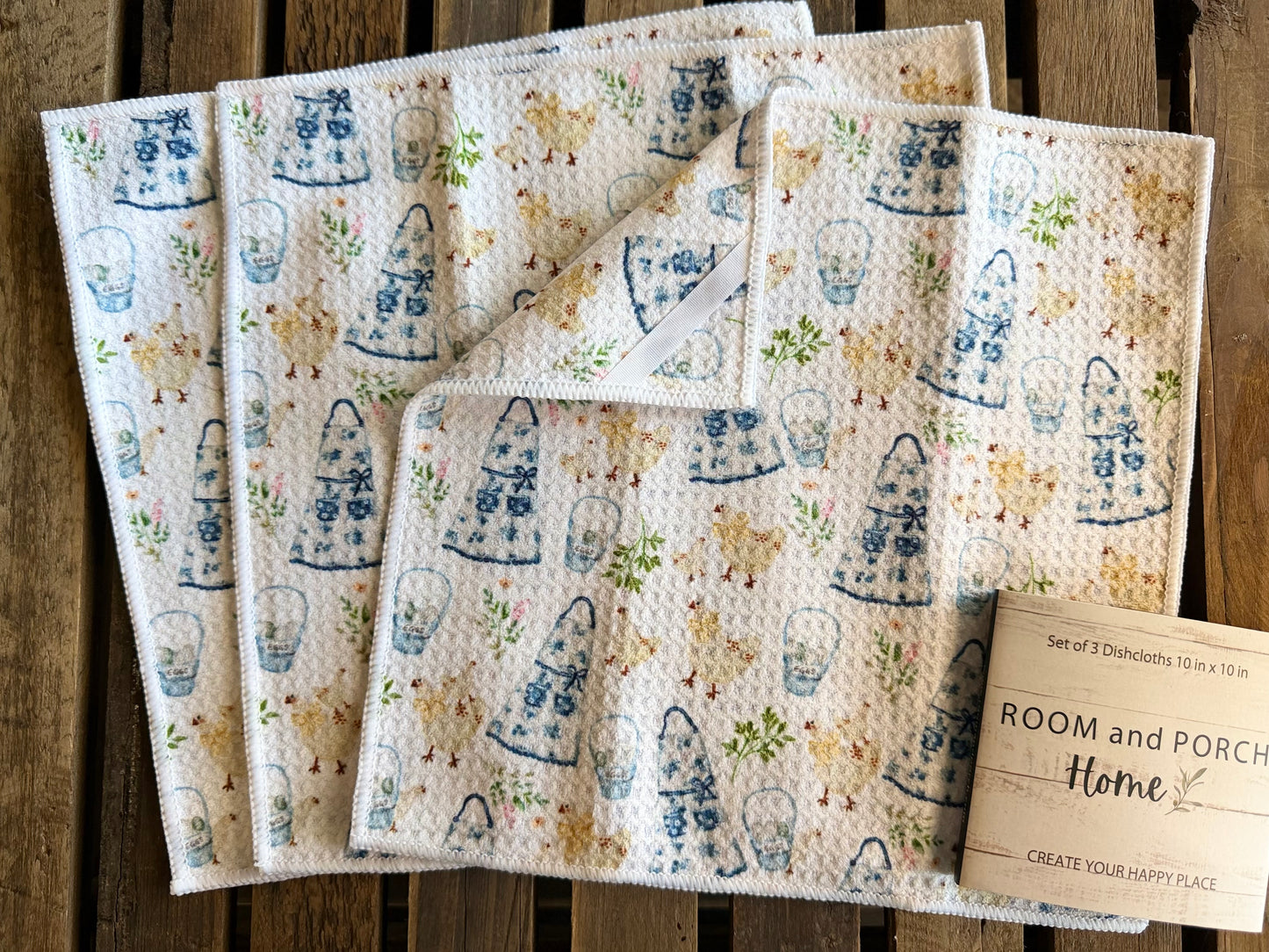 Charlotte's Coop - 2 sided - Set of 3 Dishcloths