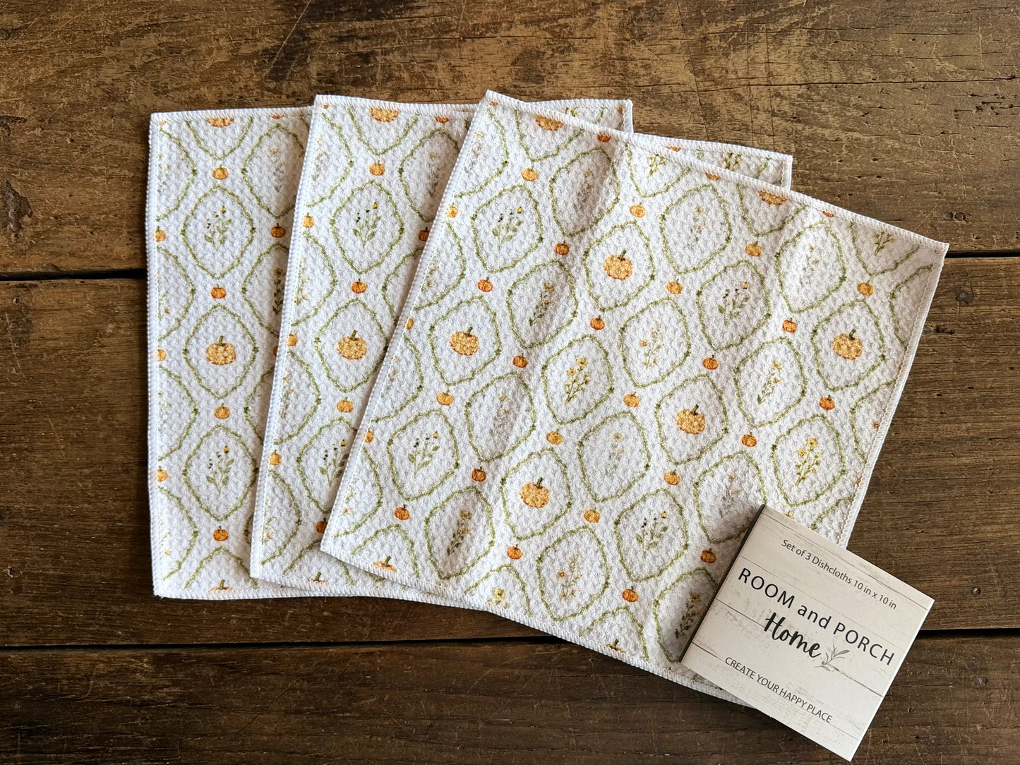 Pumpkin Meadow - 2 Sided - Set of 3 Dishcloths
