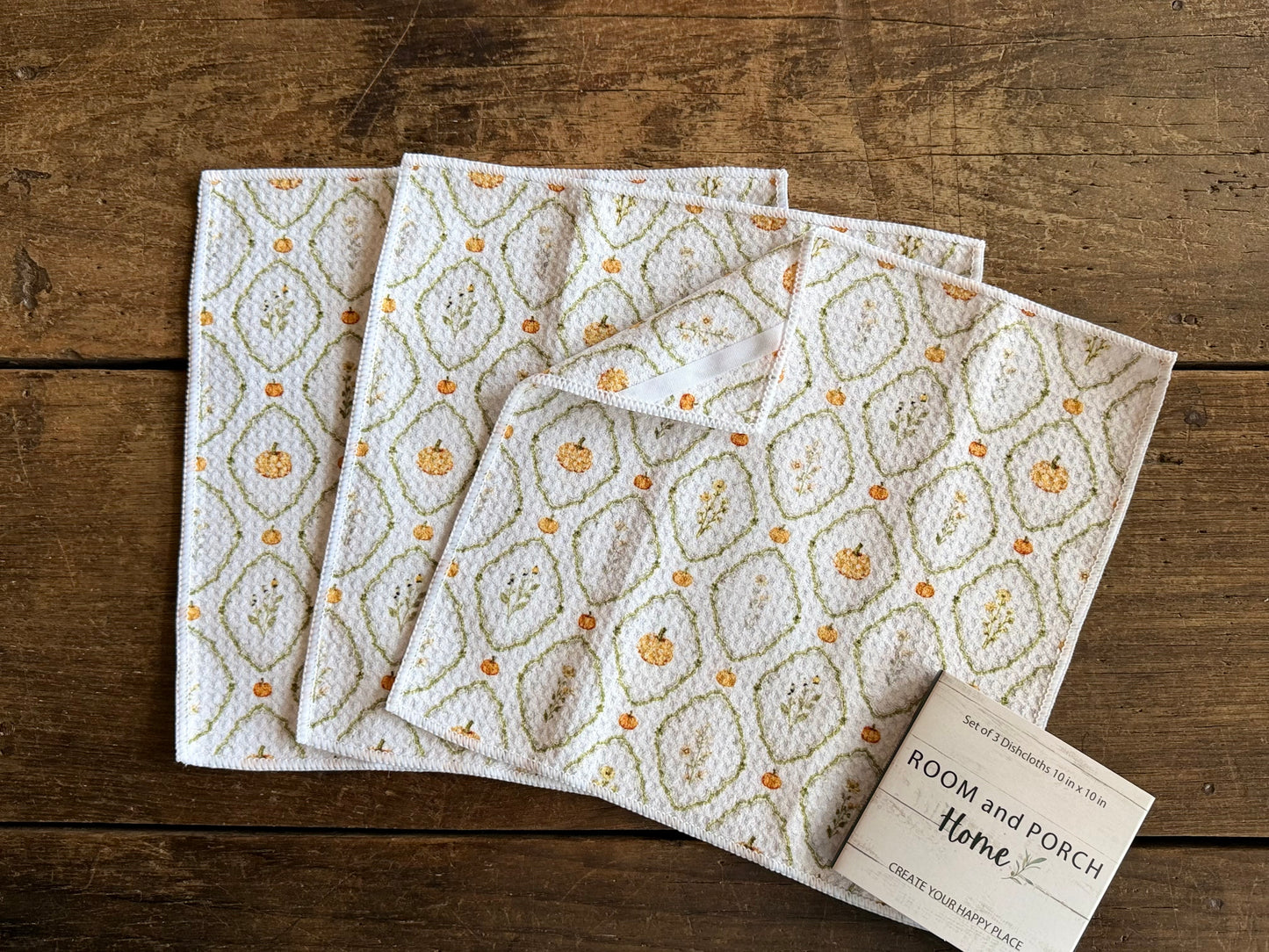 Pumpkin Meadow - 2 Sided - Set of 3 Dishcloths