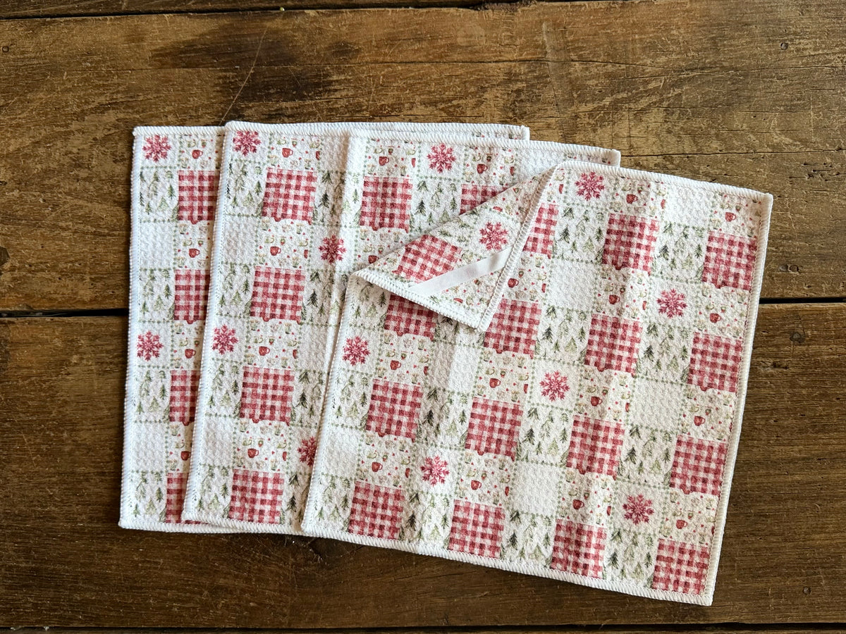 Holiday Patchwork - 2 Sided - Set of 3 Dishcloths