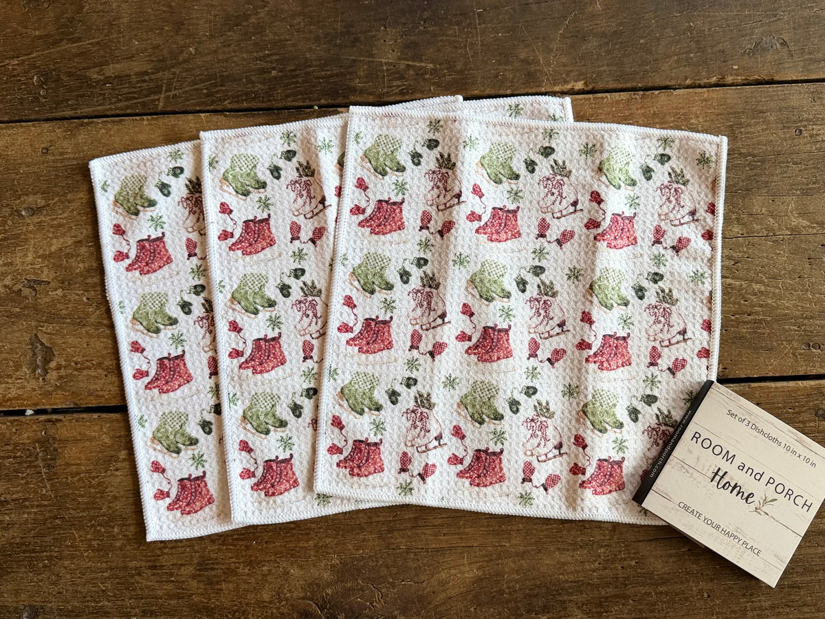 Skates & Snowflakes - 2 Sided - Set of Dishcloths