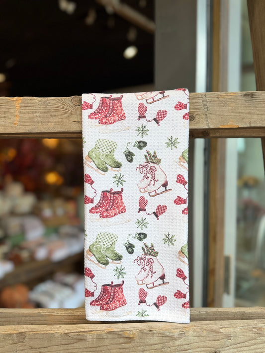 Skates & Snowflakes - Double Sided - Hand Towel
