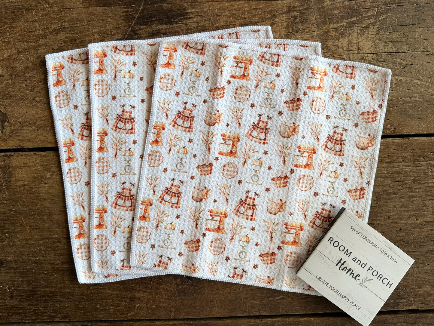 Harvest Kitchen - 2 Sided - Set of 3 Dishcloths