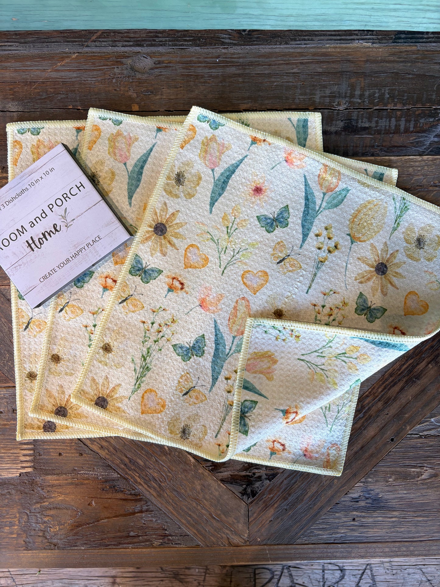Spring Garden - 2 sided - Set of 3 Dishcloths - Room and Porch 