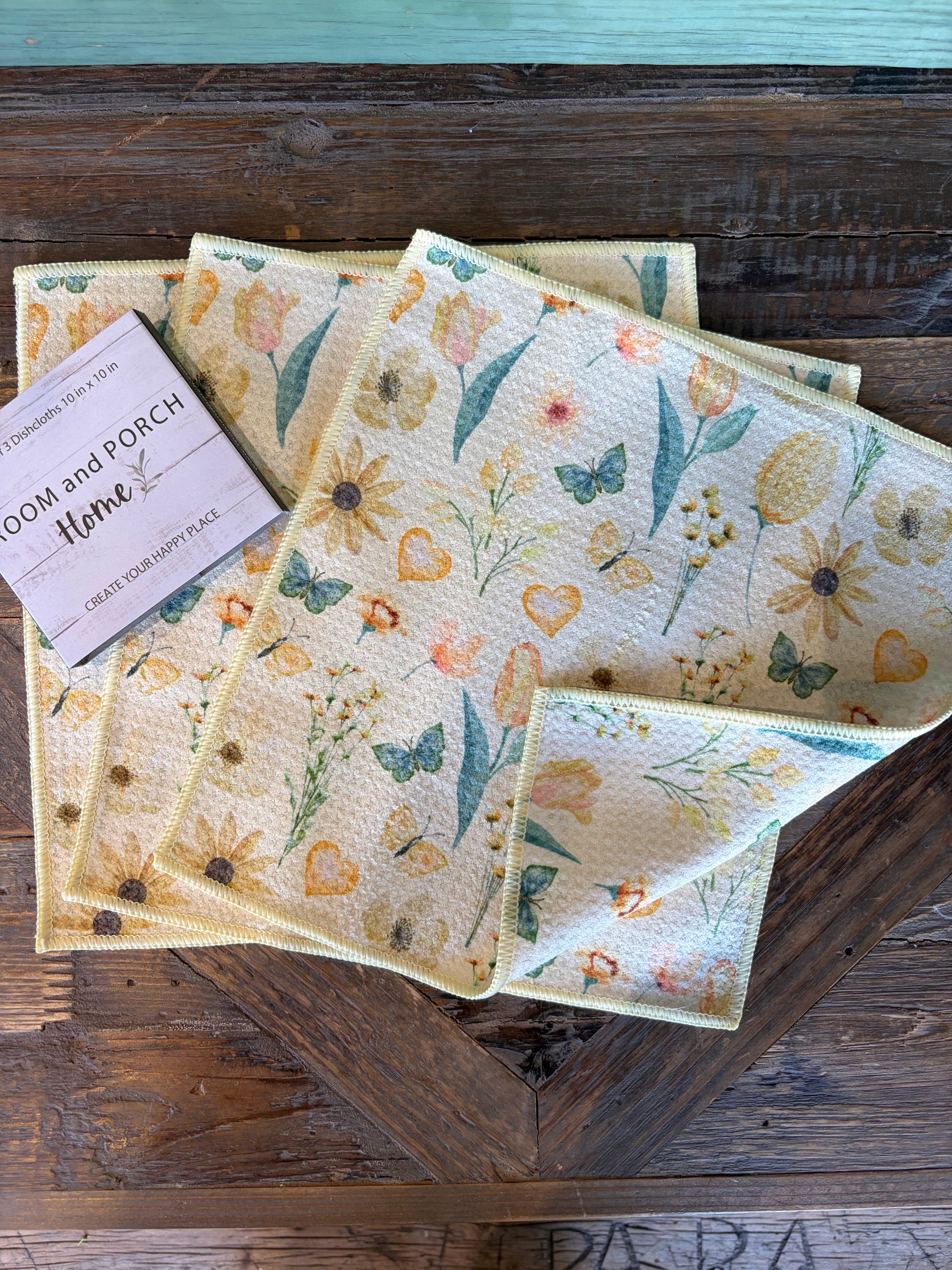 Spring Garden - 2 sided - Set of 3 Dishcloths - Room and Porch 
