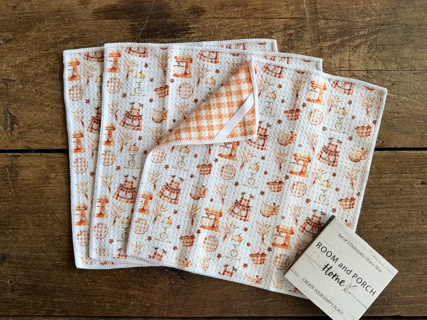 Harvest Kitchen - 2 Sided - Set of 3 Dishcloths