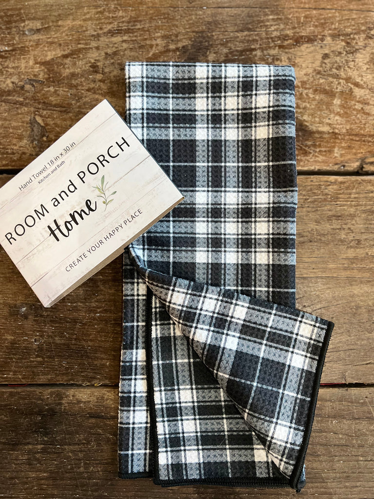 Black Plaid - Double Sided-Hand Towel