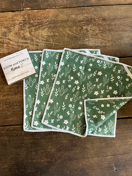Cactus Garden - 2 sided - Set of 3 Dishcloths