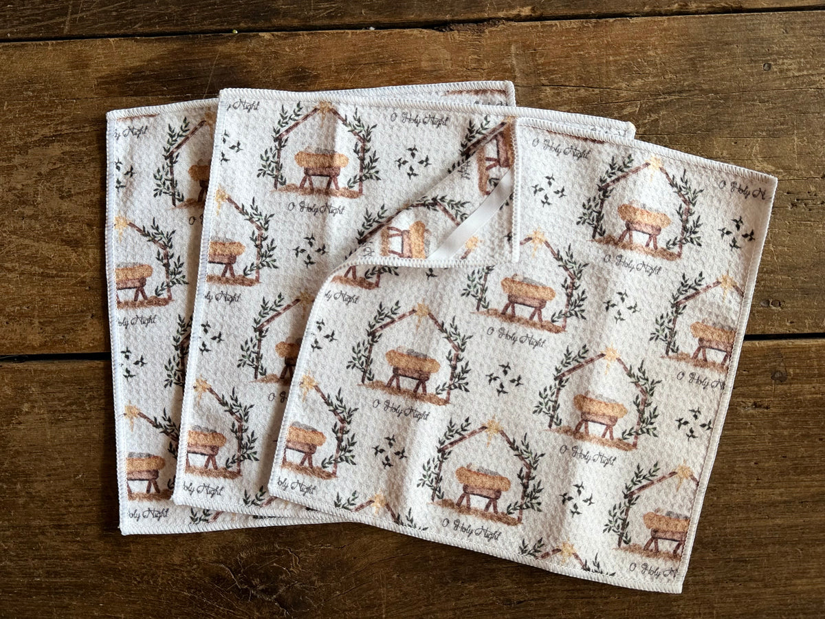 O' Holy Night - 2 Sided - Set of 3 Dishcloths