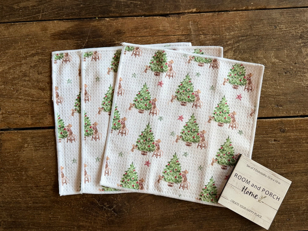 Twas' The Mouse Before Christmas - 2 Sided - Set of 3 Dishcloths