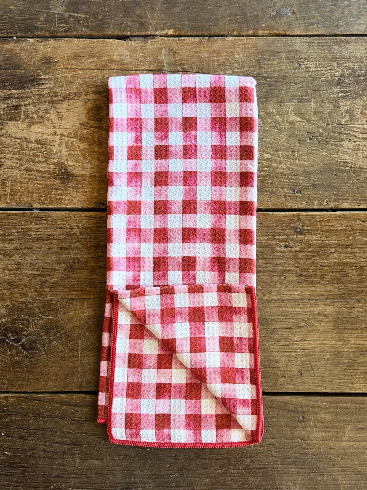 Cranberry Gingham - Double Sided - Hand Towel