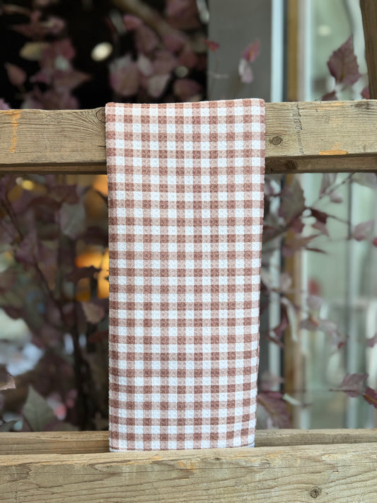 Harvest Truffle Gingham- Double Sided - Hand Towel