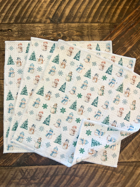 Winter Snowman - 2 sided - Set of 3 Dishcloths