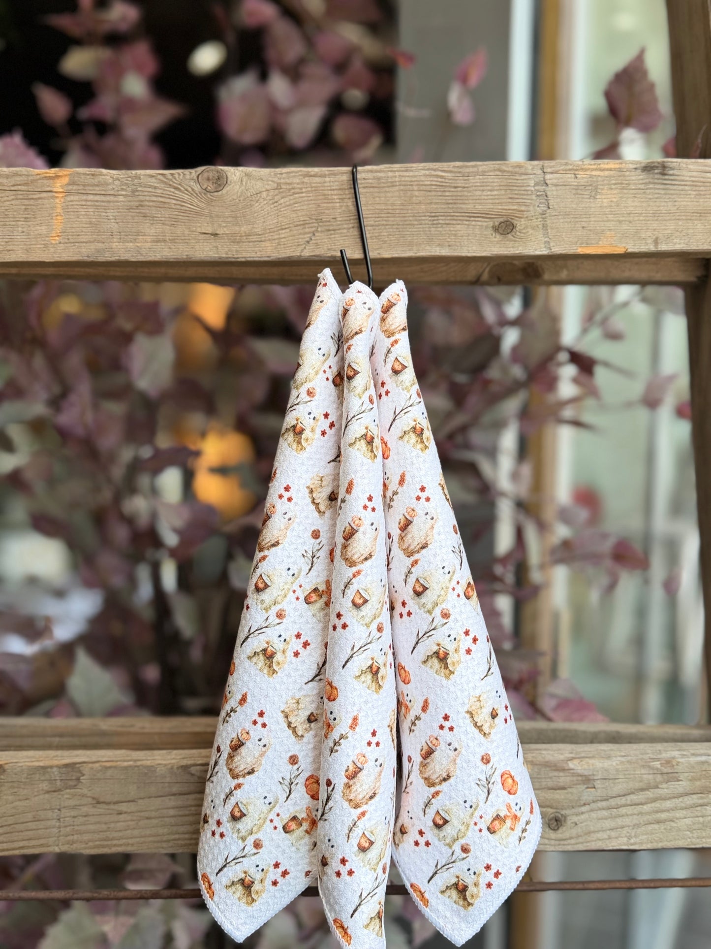 Coffee Ghosts - 2 Sided - Set of 3 Dishcloths