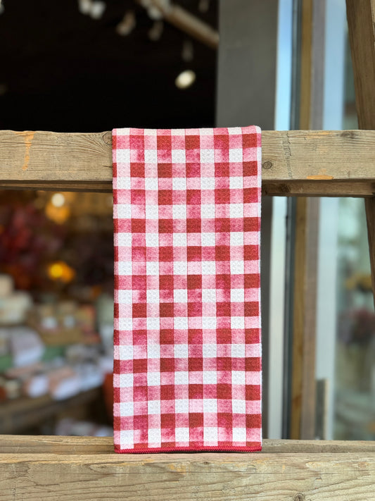 Cranberry Gingham - Double Sided - Hand Towel