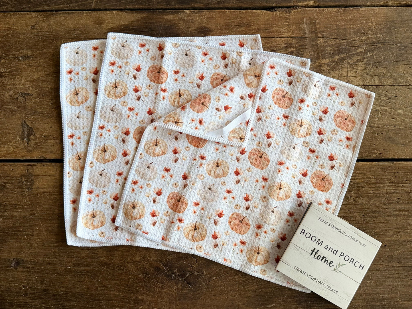 Harvest Pumpkin Patch - 2 Sided - Set of 3 Dishcloths