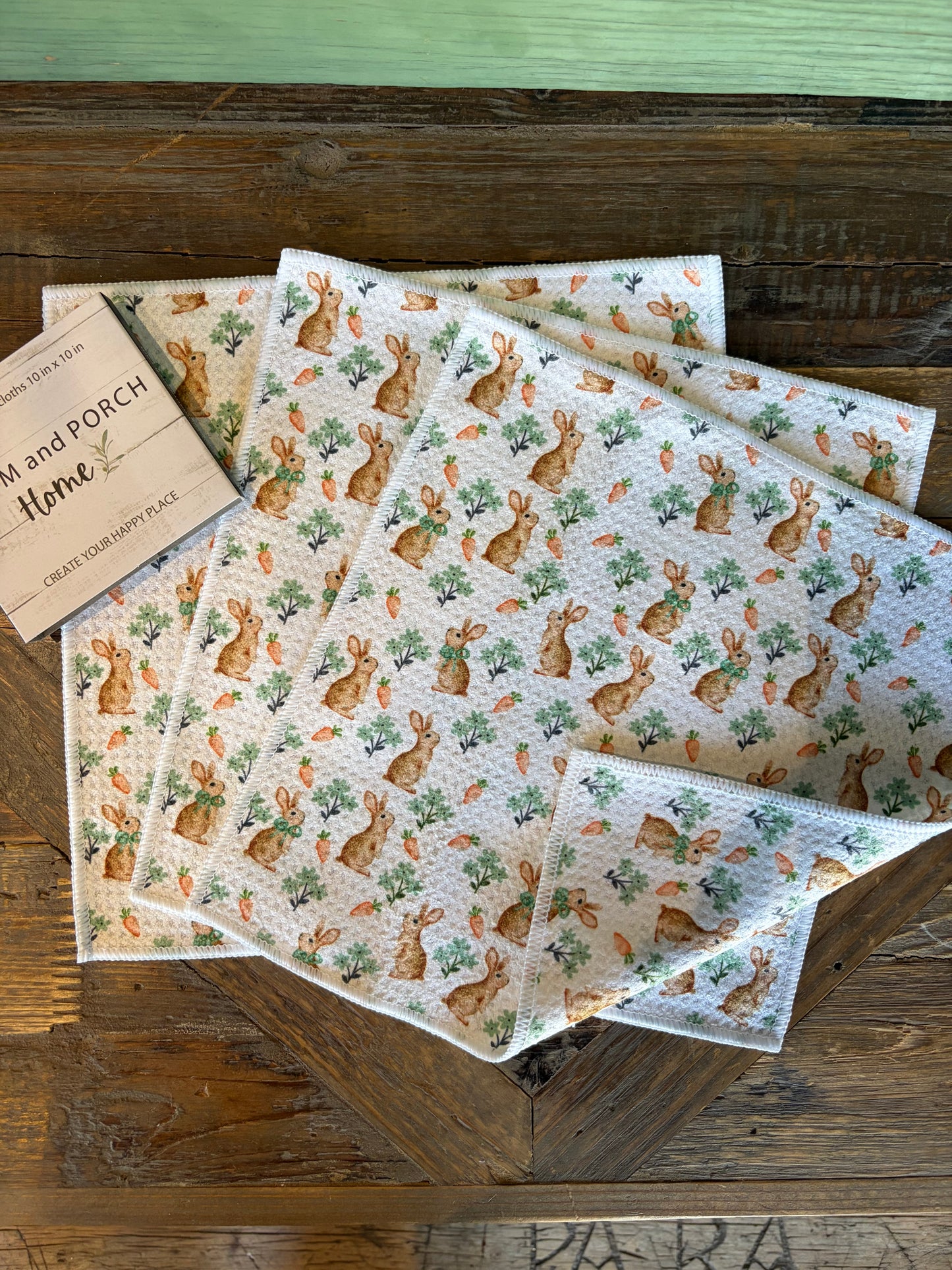 Easter Bunnies - 2 sided - Set of 3 Dishcloths - Room and Porch 