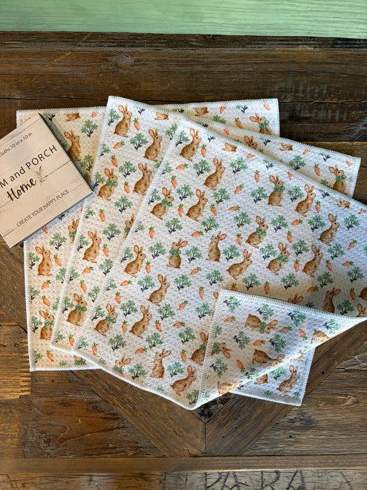 Easter Bunnies - 2 sided - Set of 3 Dishcloths