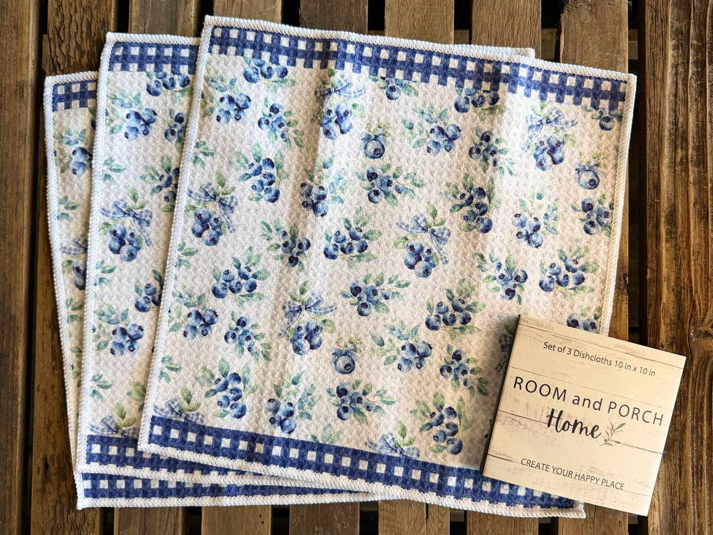 Blueberries - 2 sided - Set of 3 Dishcloths