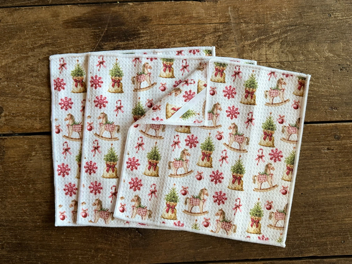 Rocking Around The Christmas Tree - 2 Sided - Set of 3 Dishcloths
