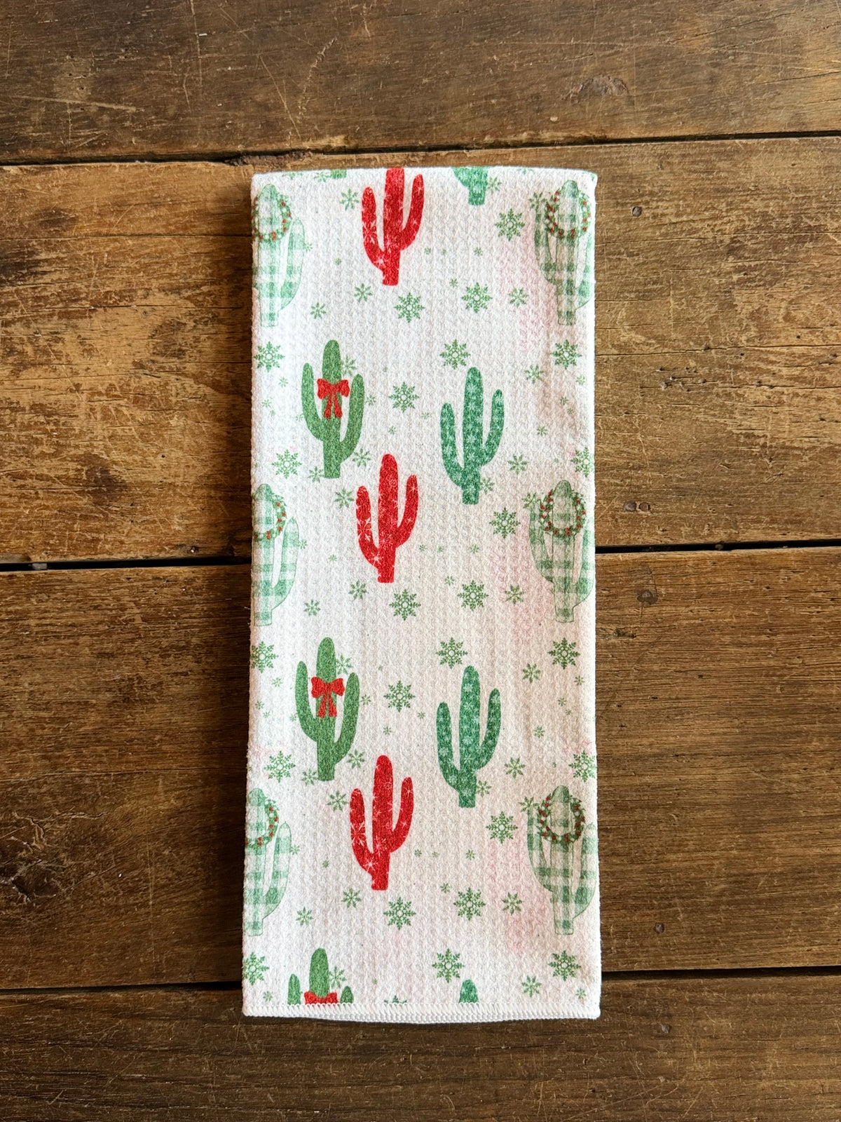 Festive Cactus - Double Sided - Hand Towel