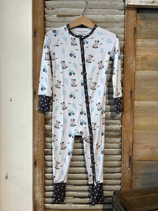 Baby Boy Cow Print Zippy