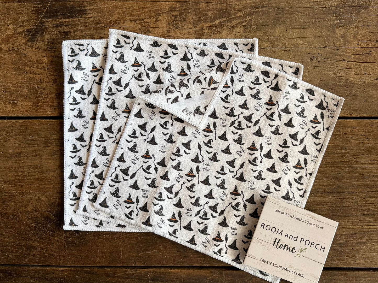 Witches Hats - 2 sided - Set of 3 Dishcloths