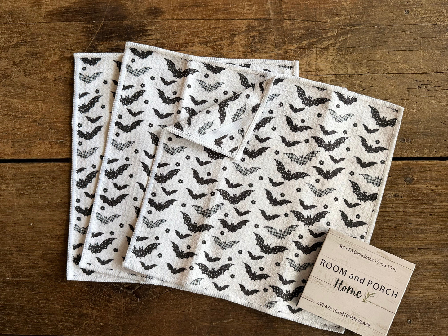 Happy Bats - 2 sided - Set of 3 Dishcloths