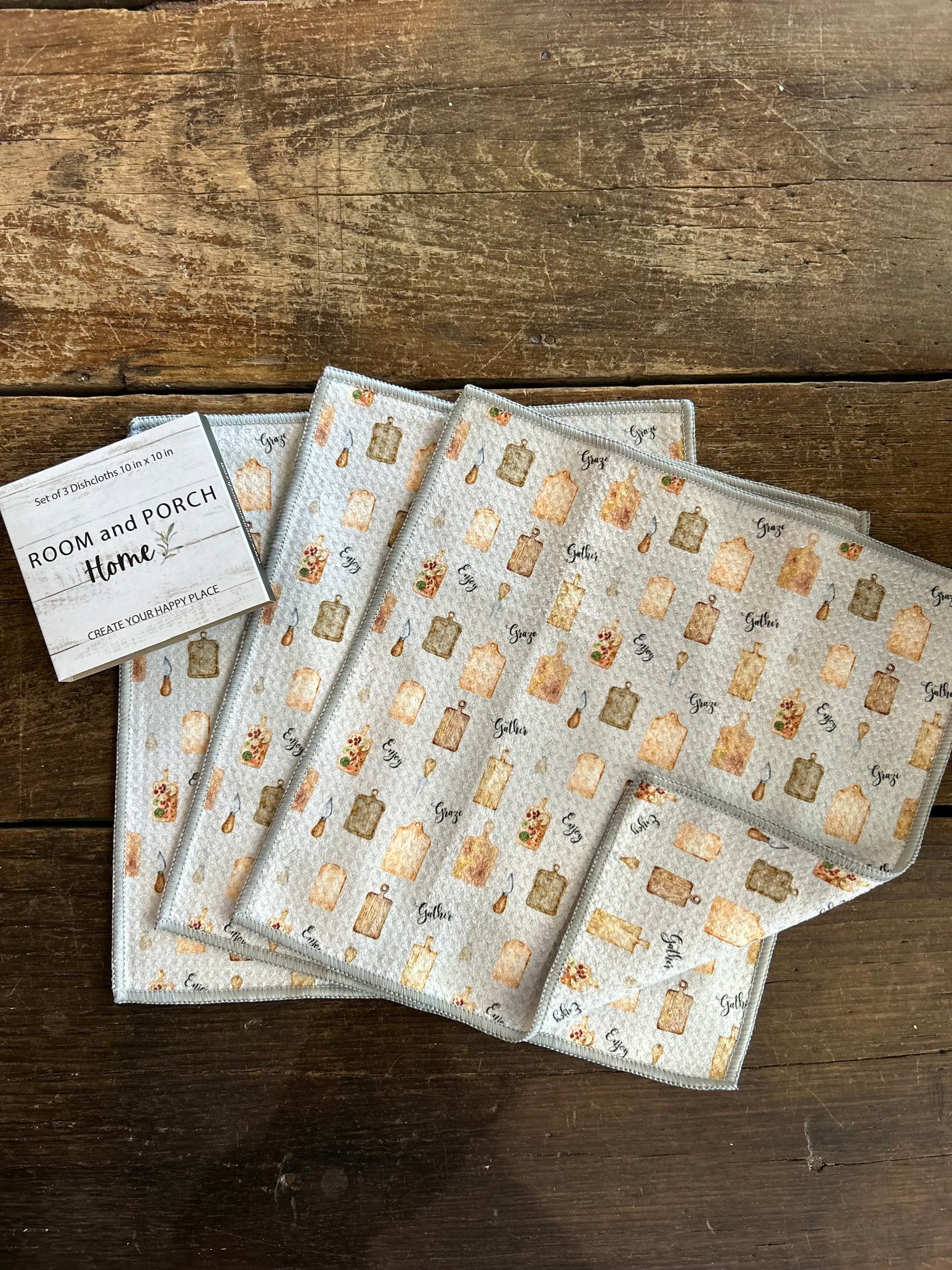 Charcuterie - 2 Sided - Set of 3 Dishcloths - Room and Porch 