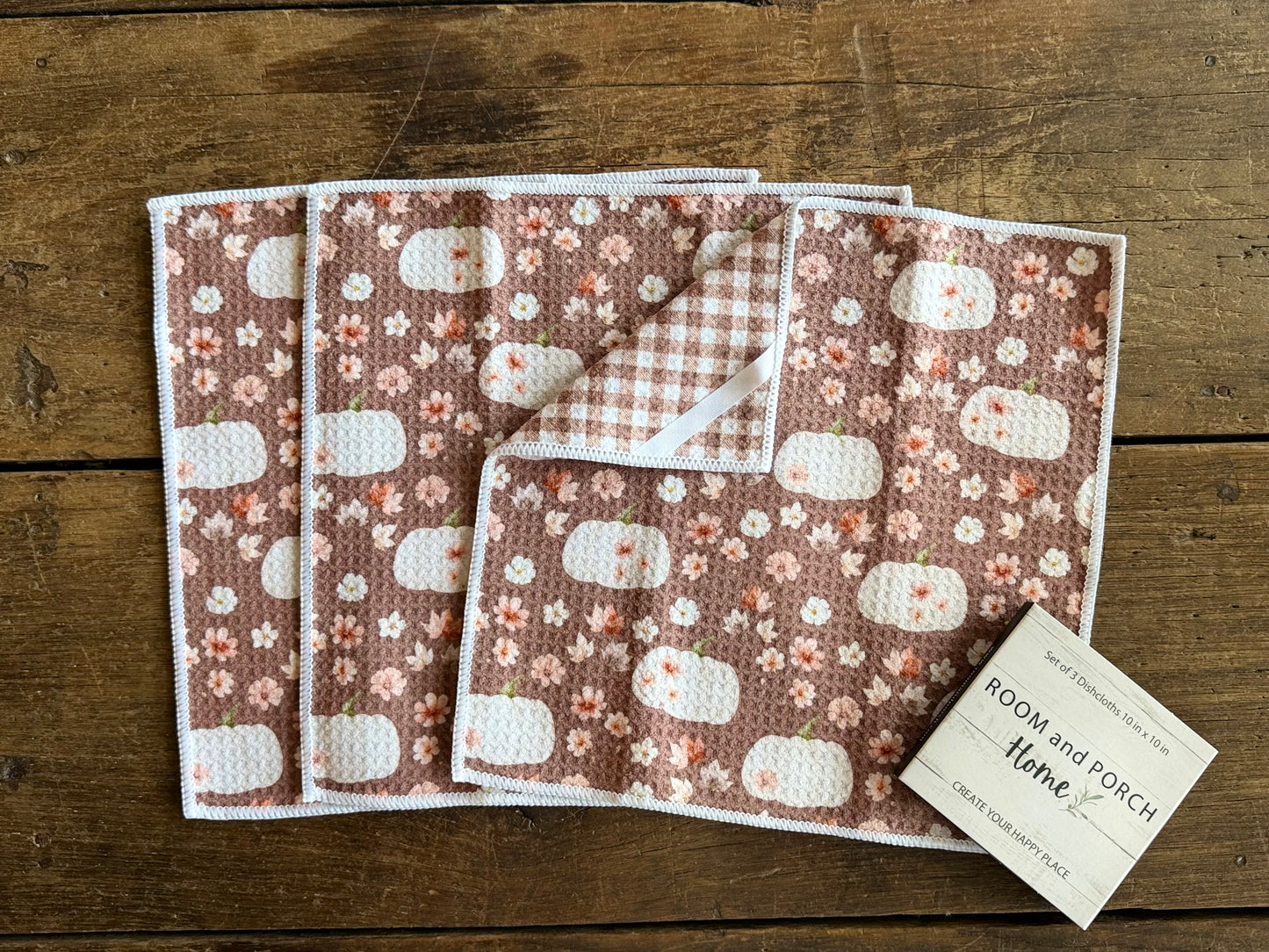 Prairie Pumpkin Truffle - 2 Sided - Set of 3 Dishcloths