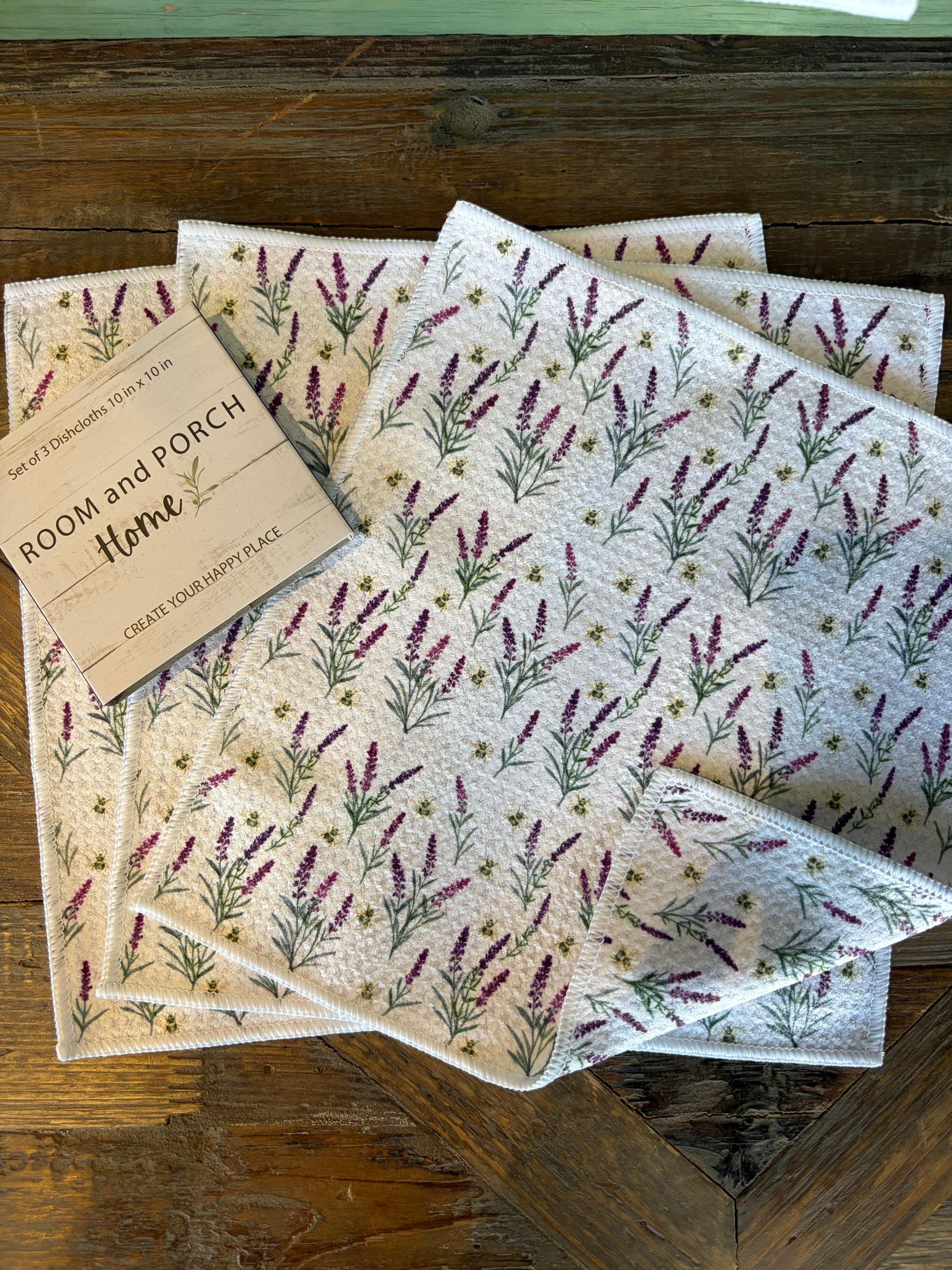 Lavender Fields - 2 sided - Set of 3 Dishcloths - Room and Porch 