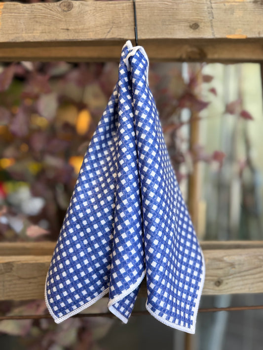 Blueberry Gingham - 2 sided - Set of 3 Dishcloths