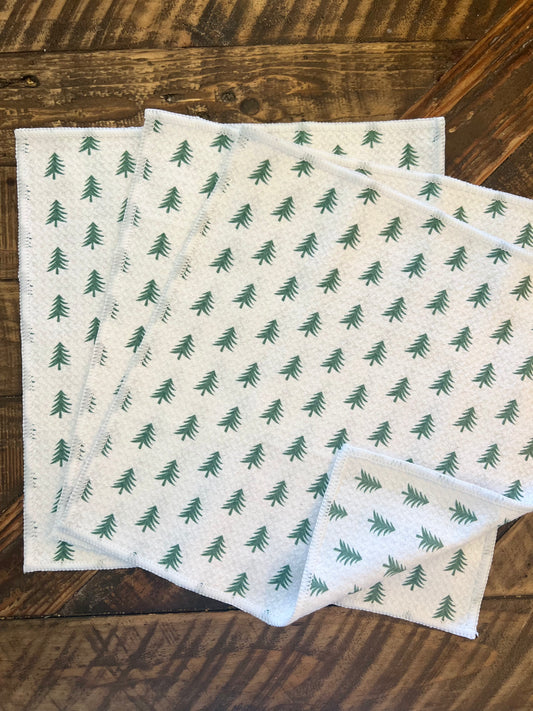 Winter Trees - 2 sided - Set of 3 Dishcloths