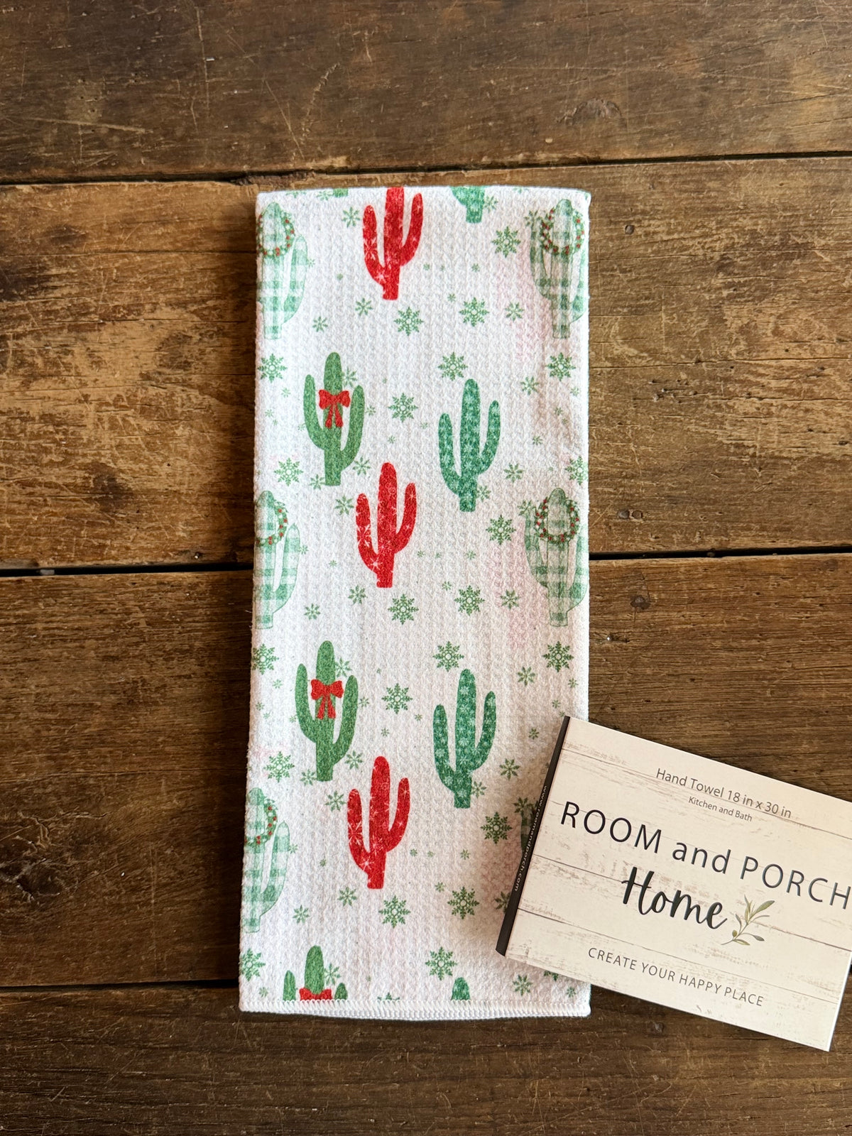 Festive Cactus - Double Sided - Hand Towel