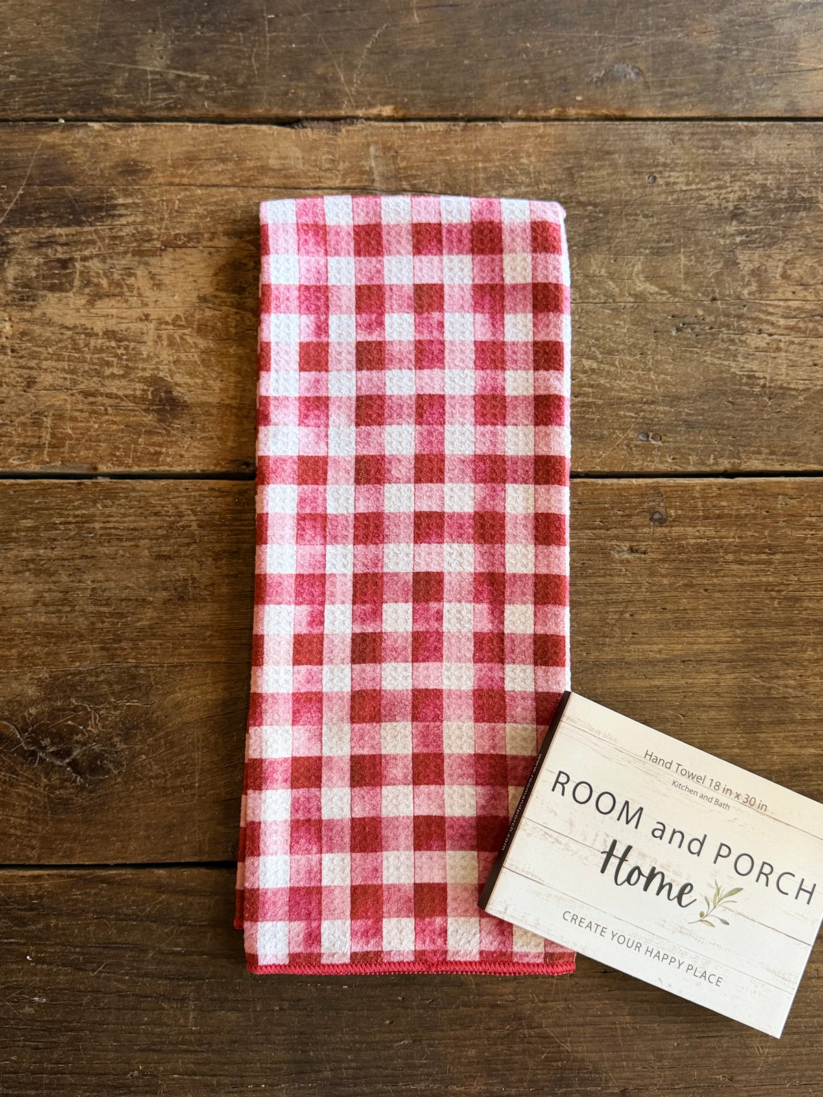 Cranberry Gingham - Double Sided - Hand Towel