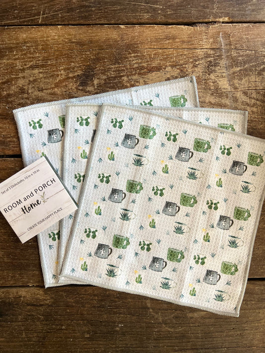Coffee in the Desert - 2 sided - Set of 3 Dishcloths