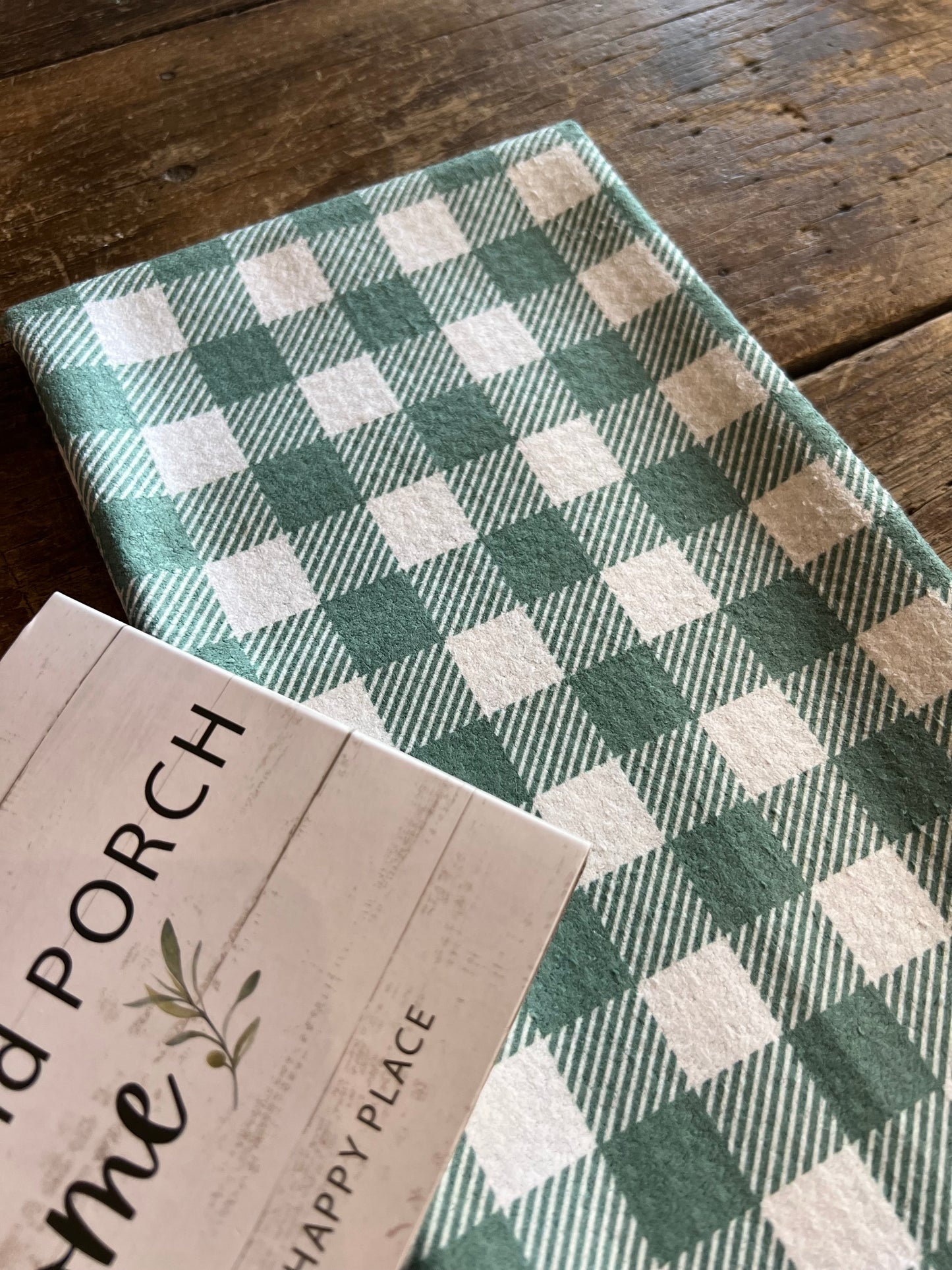 Autumn Green Gingham - Double Sided - Hand Towel