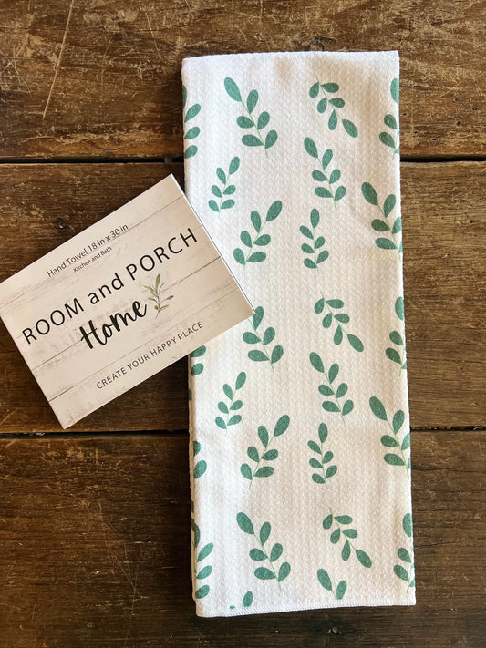 Autumn Green Leaves - Double Sided - Hand Towel