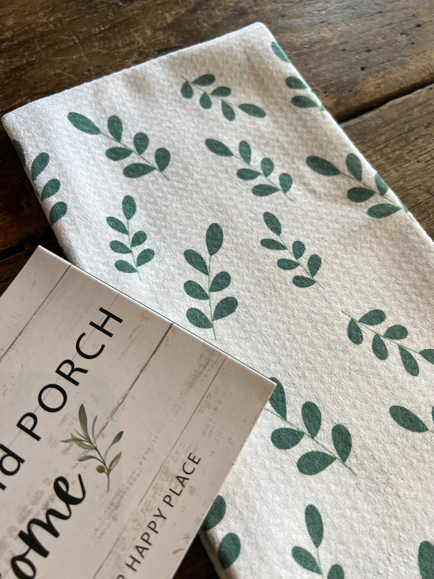 Autumn Green Leaves - Double Sided - Hand Towel