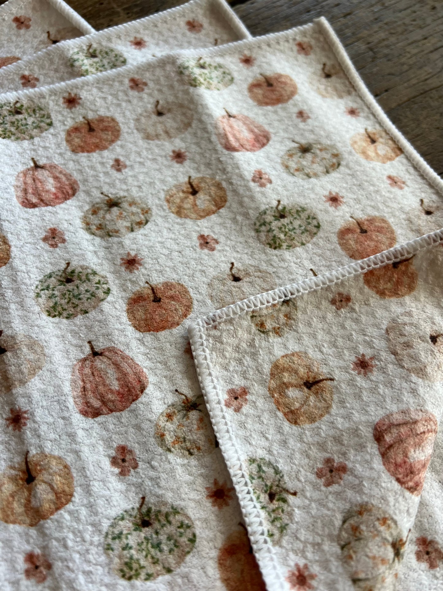 Watercolor Pumpkins - 2 sided - Set of 3 Dishcloths