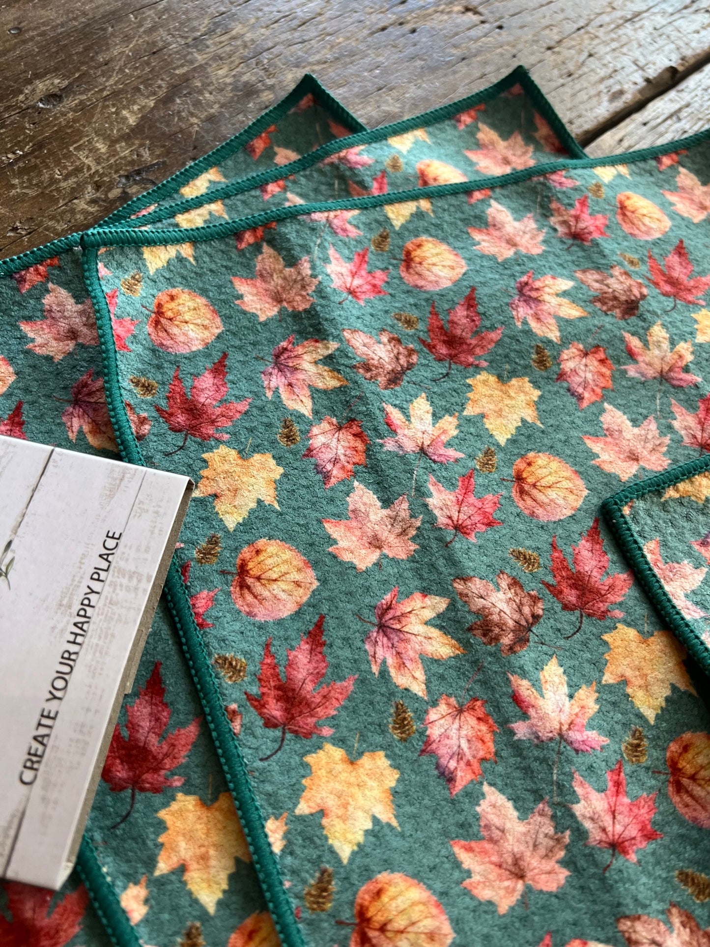 Autumn Leaves - 2 sided - Set of 3 Dishcloths