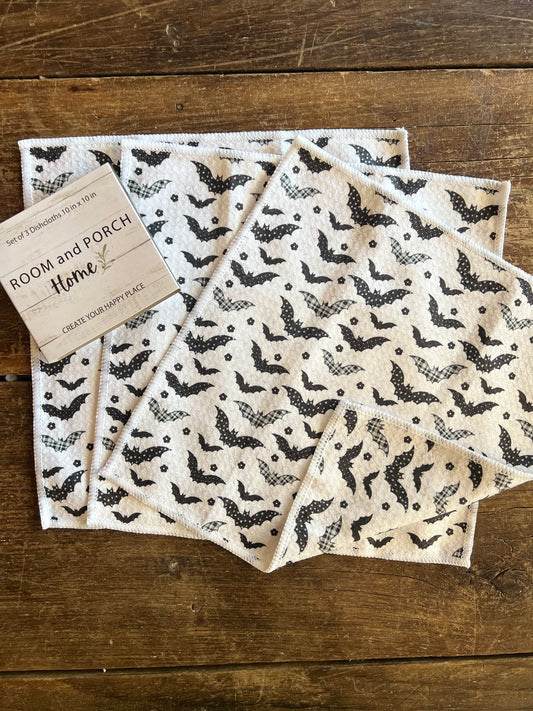 Happy Bats - 2 sided - Set of 3 Dishcloths