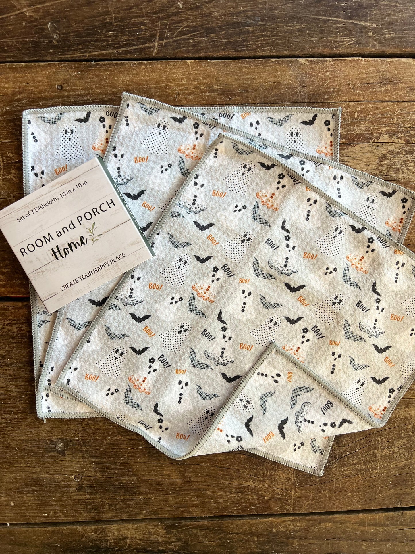 Cute Ghosts - 2 sided - Set of 3 Dishcloths