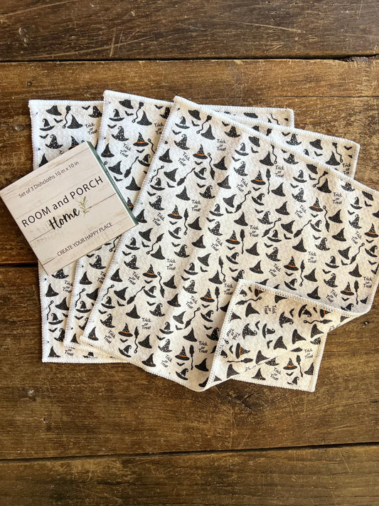 Witches Hats - 2 sided - Set of 3 Dishcloths